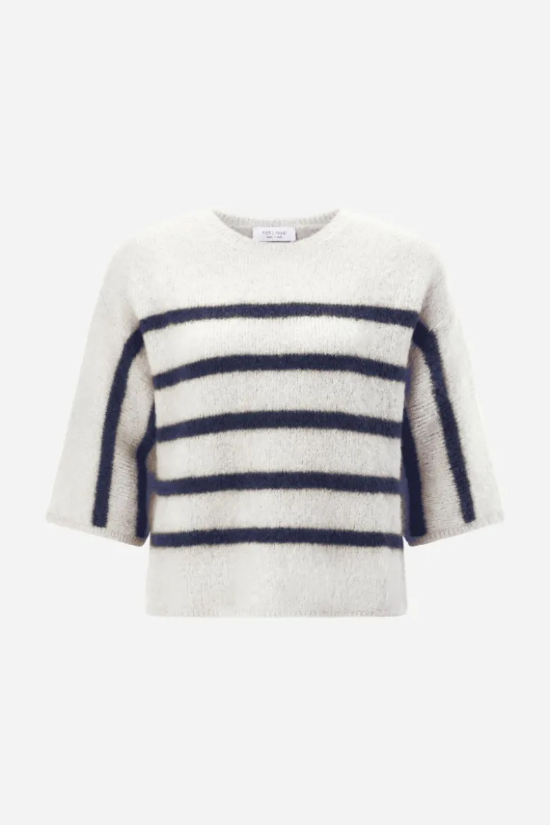 Gestreifter Halbarm-Pullover
