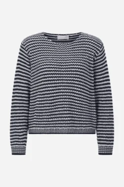 Gestreifter Strickpullover aus Baumwollmix