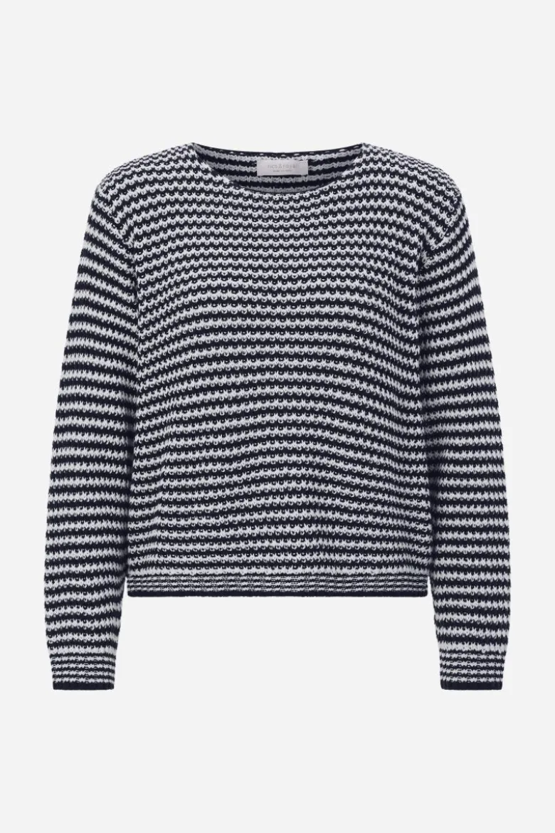 Gestreifter Strickpullover aus Baumwollmix
