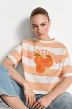 Gestreiftes Cropped-T-Shirt