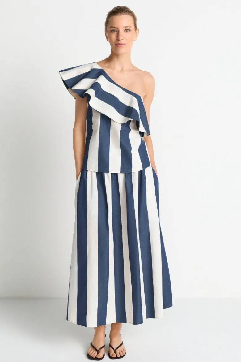 Gestreiftes One-Shoulder-Top