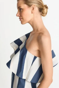 Gestreiftes One-Shoulder-Top