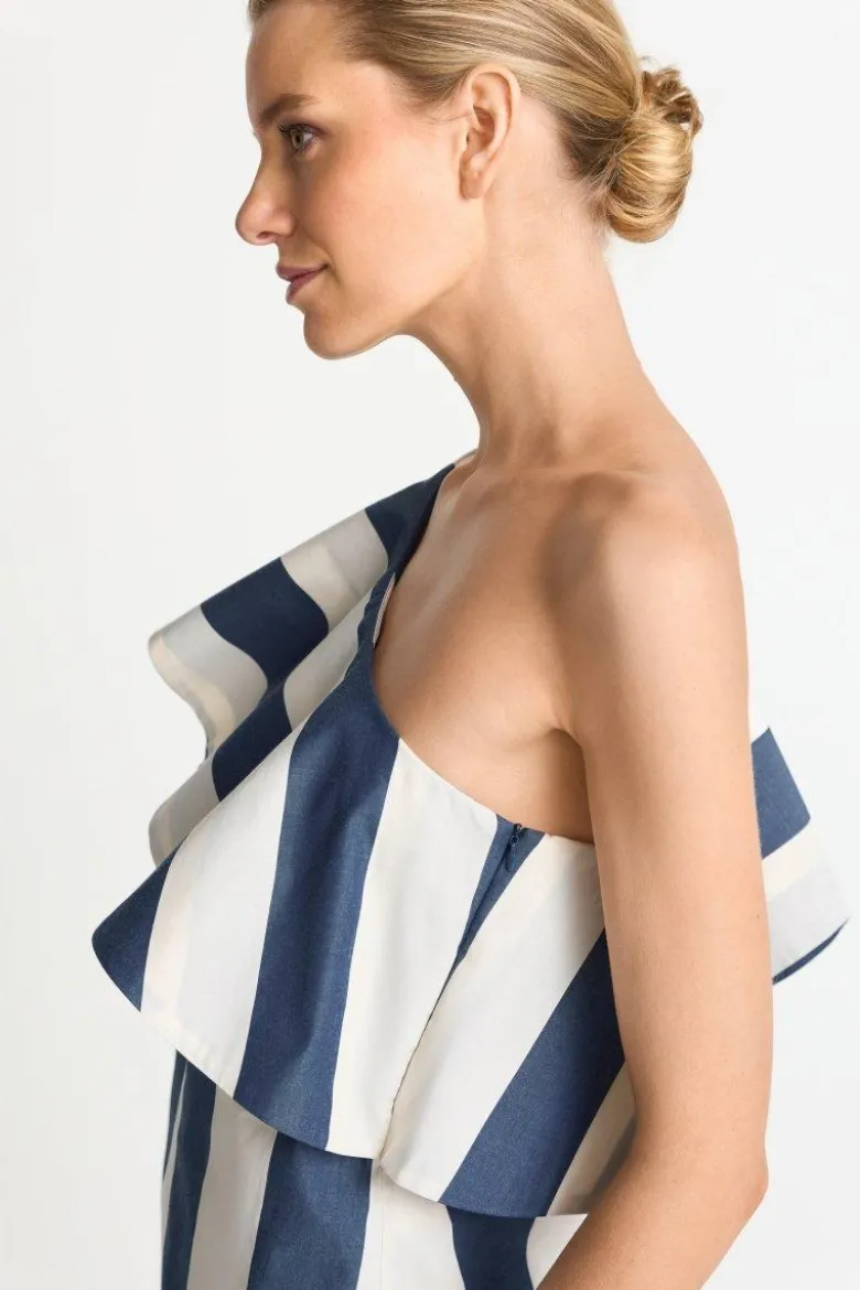 Gestreiftes One-Shoulder-Top