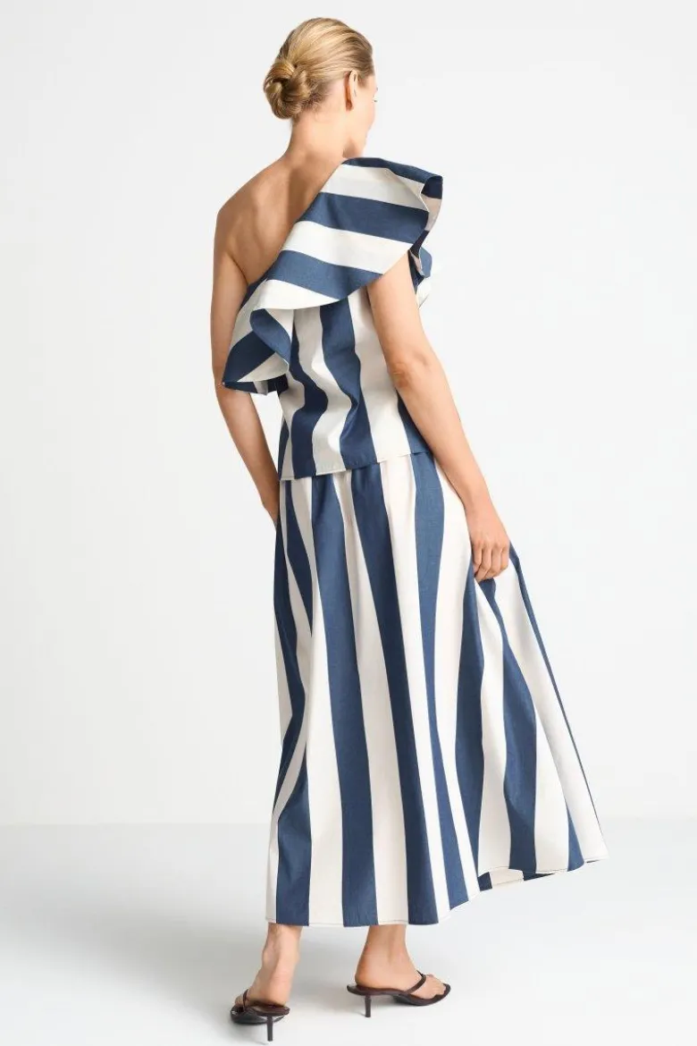 Gestreiftes One-Shoulder-Top