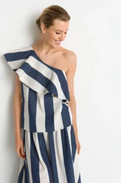 Gestreiftes One-Shoulder-Top