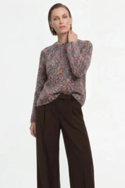Grobstrick-Pullover in Melange-Optik