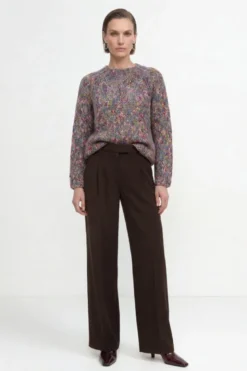 Grobstrick-Pullover in Melange-Optik