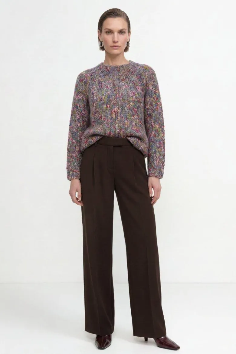 Grobstrick-Pullover in Melange-Optik
