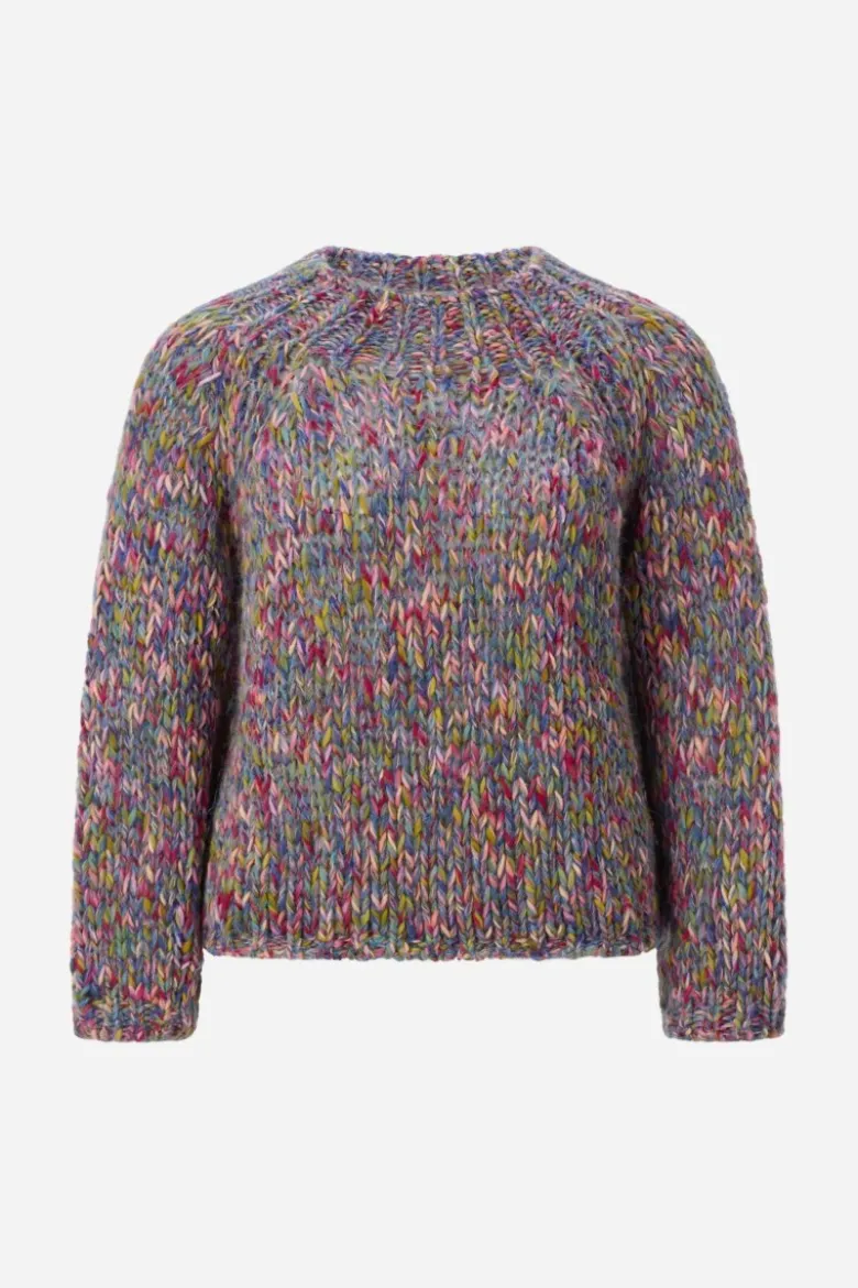 Grobstrick-Pullover in Melange-Optik