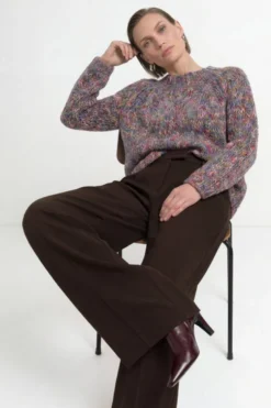 Grobstrick-Pullover in Melange-Optik