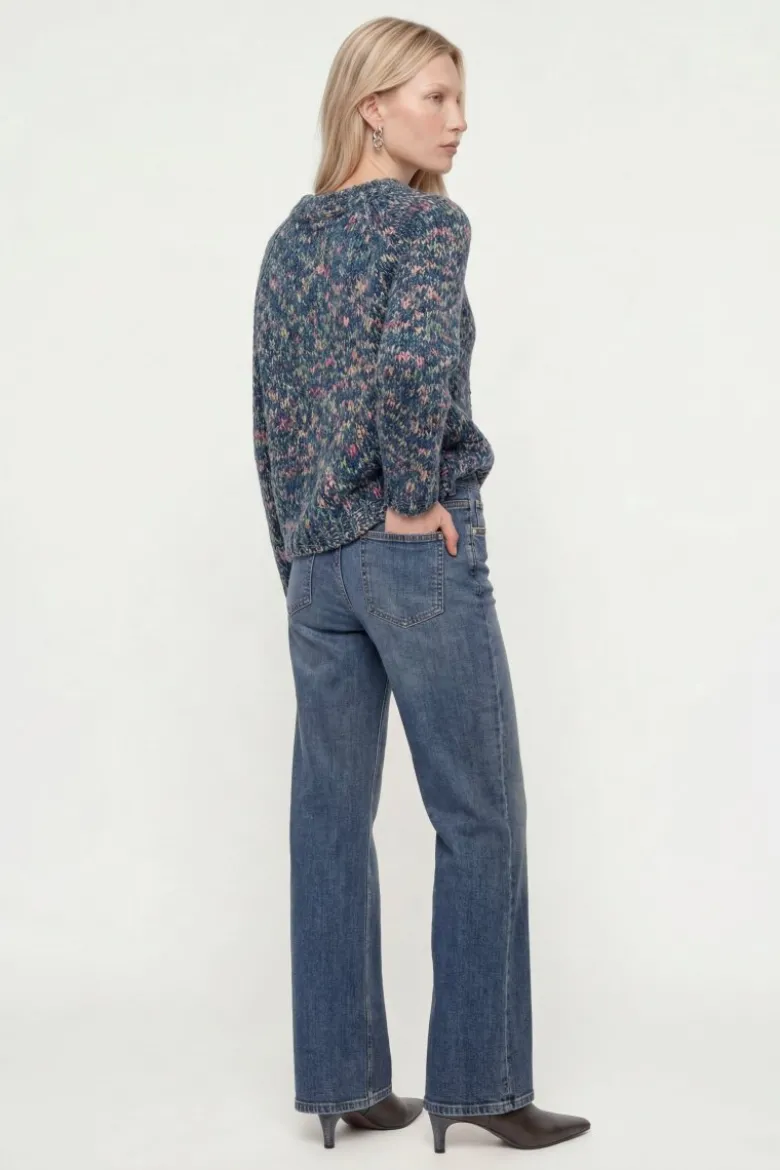Grobstrick-Pullover in Melange-Optik