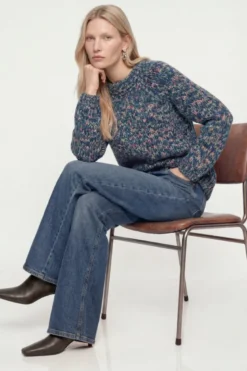 Grobstrick-Pullover in Melange-Optik