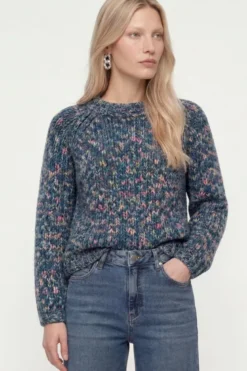 Grobstrick-Pullover in Melange-Optik
