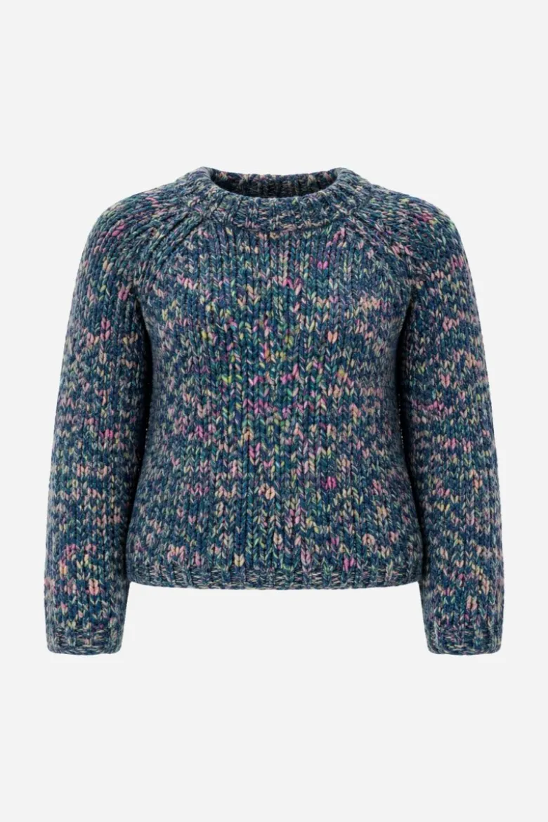 Grobstrick-Pullover in Melange-Optik