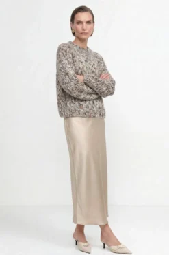 Grobstrick-Pullover in Melange-Optik