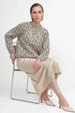 Grobstrick-Pullover in Melange-Optik