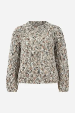 Grobstrick-Pullover in Melange-Optik