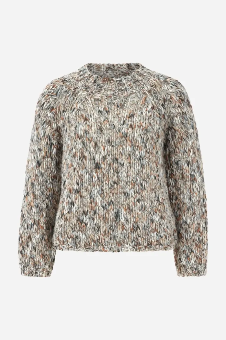 Grobstrick-Pullover in Melange-Optik