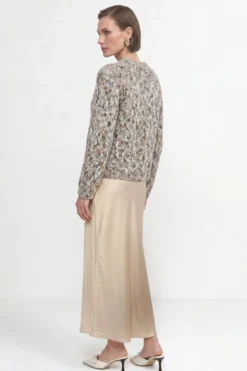 Grobstrick-Pullover in Melange-Optik