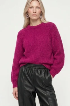 Grobstrickpullover mit Ballonärmeln
