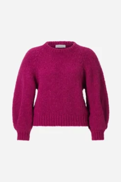 Grobstrickpullover mit Ballonärmeln
