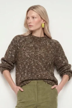 Grobstrick-Pullover mit Melange-Optik