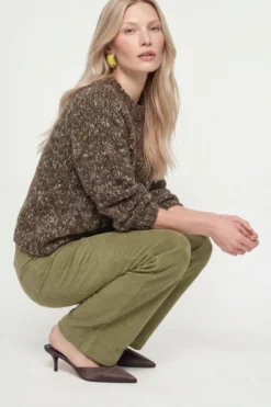 Grobstrick-Pullover mit Melange-Optik