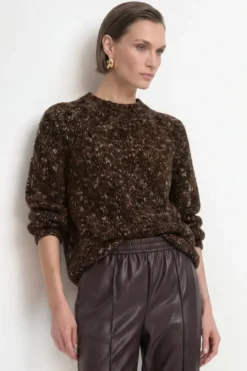 Grobstrick-Pullover mit Melange-Optik