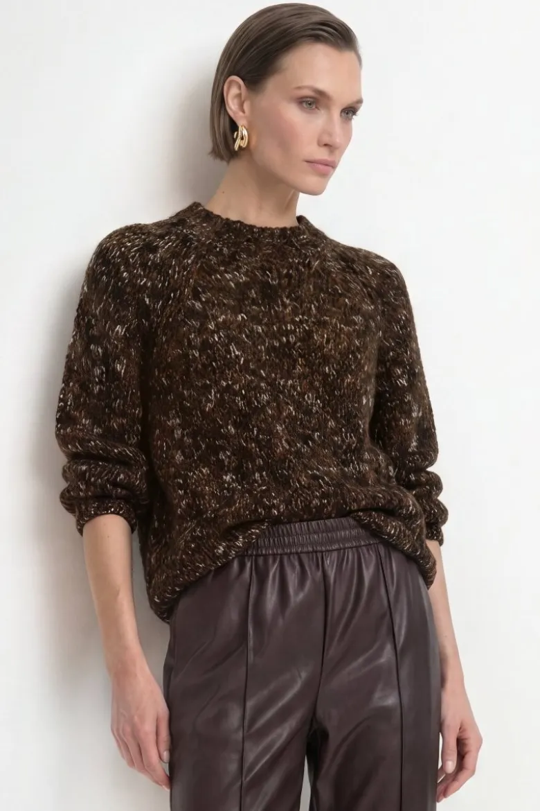 Grobstrick-Pullover mit Melange-Optik