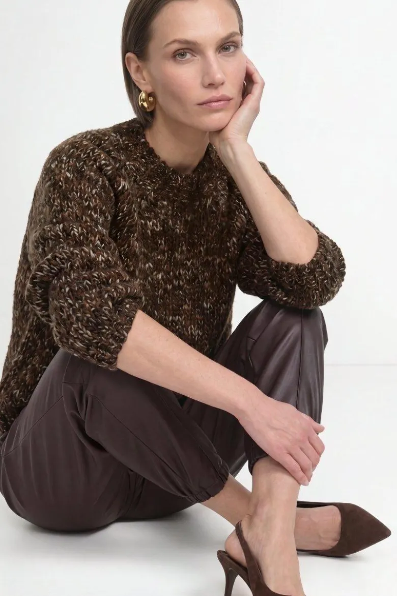 Grobstrick-Pullover mit Melange-Optik