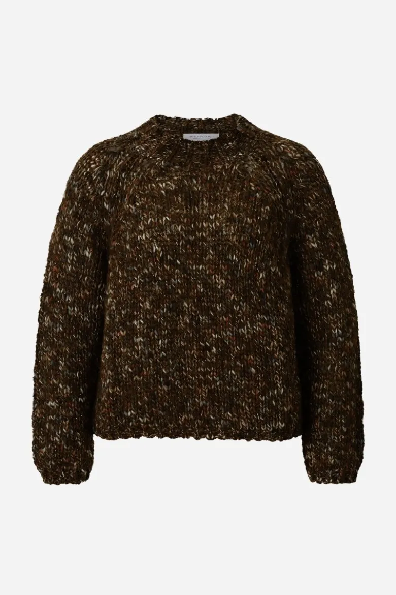 Grobstrick-Pullover mit Melange-Optik