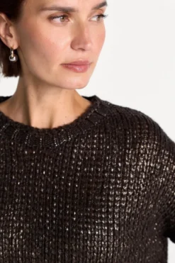 Grobstrickpullover mit Metallic-Effekt
