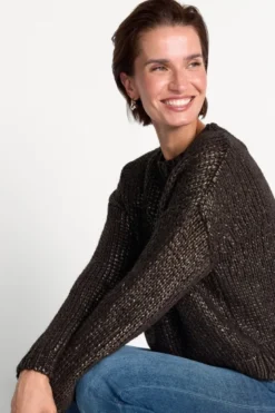Grobstrickpullover mit Metallic-Effekt