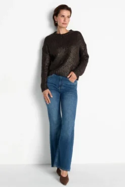 Grobstrickpullover mit Metallic-Effekt