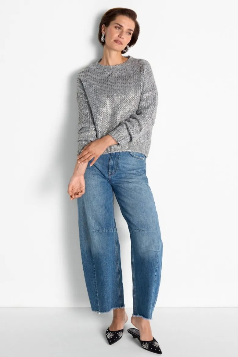 Grobstrickpullover mit Metallic-Effekt