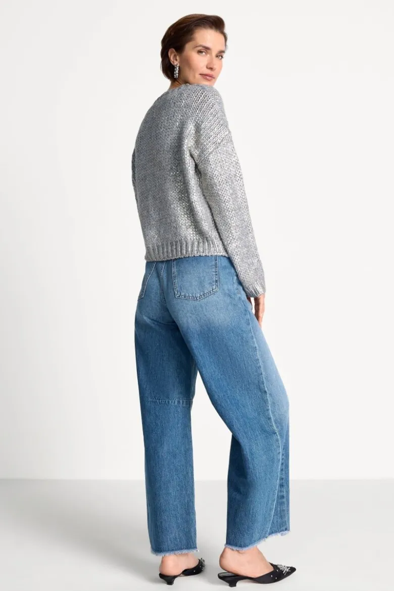 Grobstrickpullover mit Metallic-Effekt