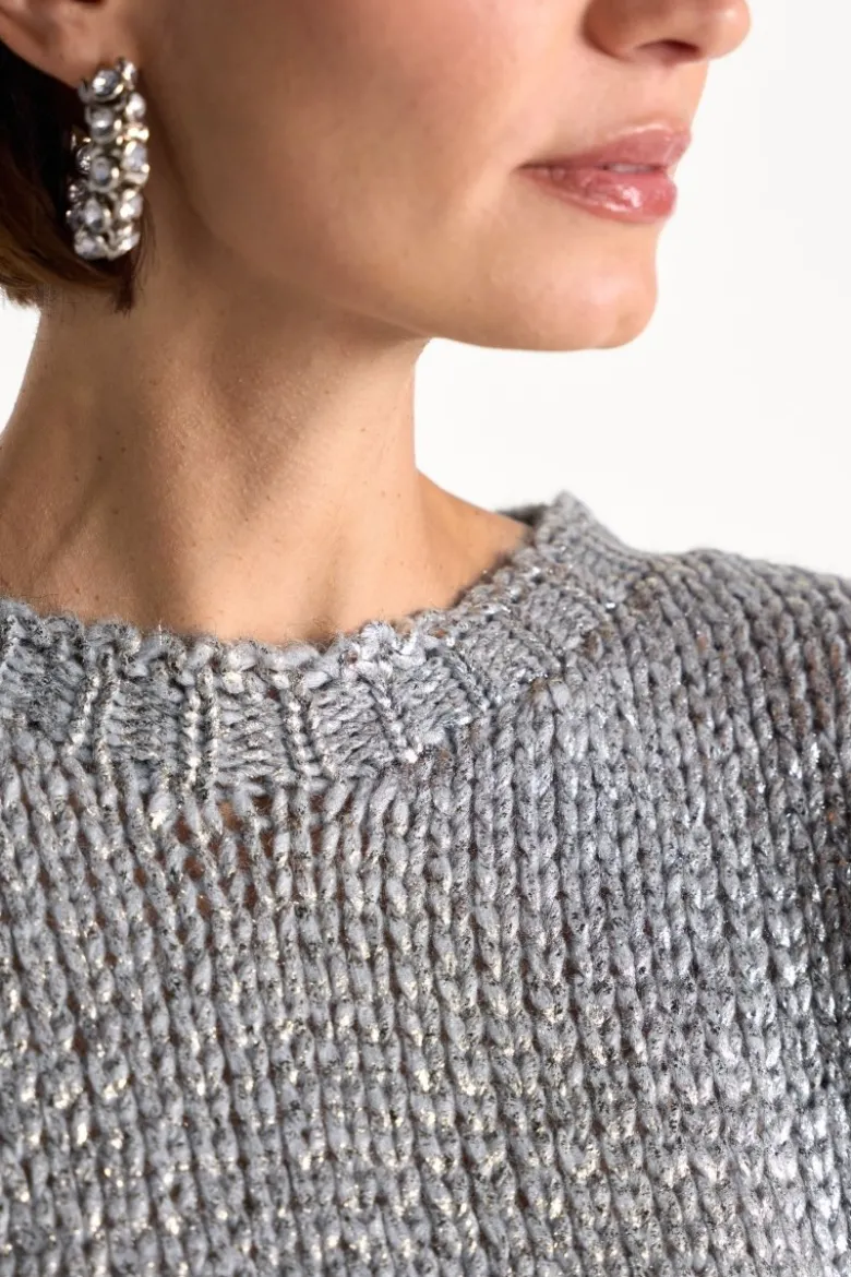Grobstrickpullover mit Metallic-Effekt
