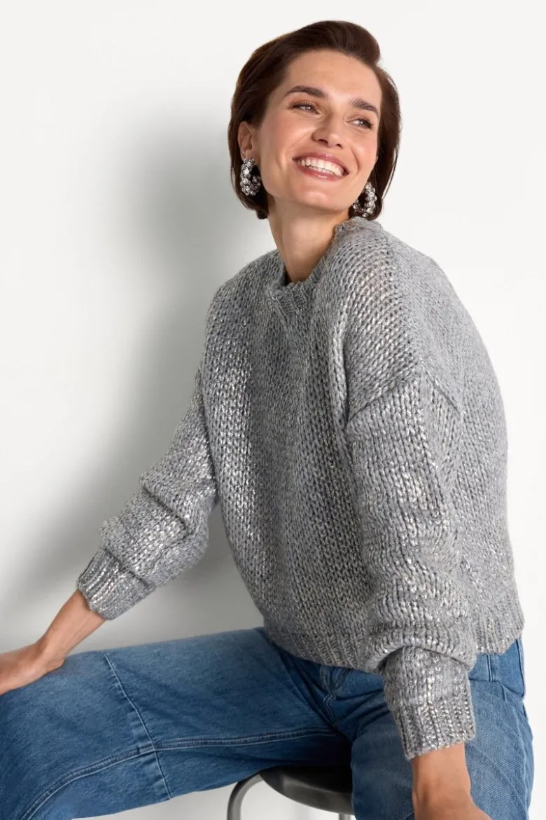 Grobstrickpullover mit Metallic-Effekt