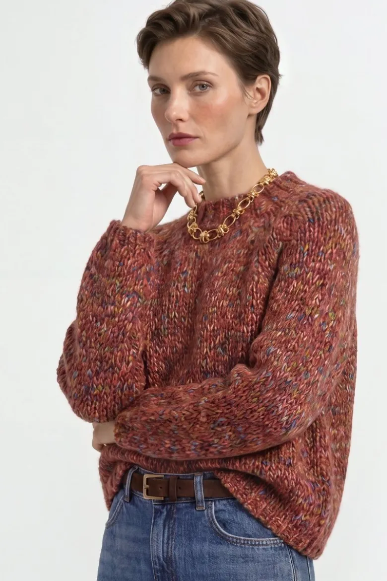 Grobstrickpullover mit Mouliné-Effekt