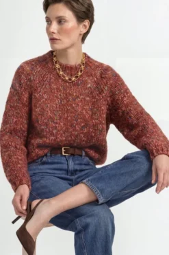 Grobstrickpullover mit Mouliné-Effekt