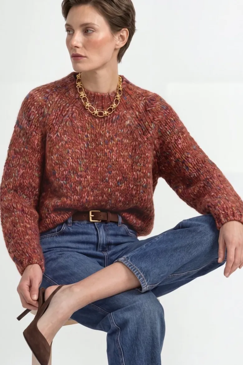 Grobstrickpullover mit Mouliné-Effekt