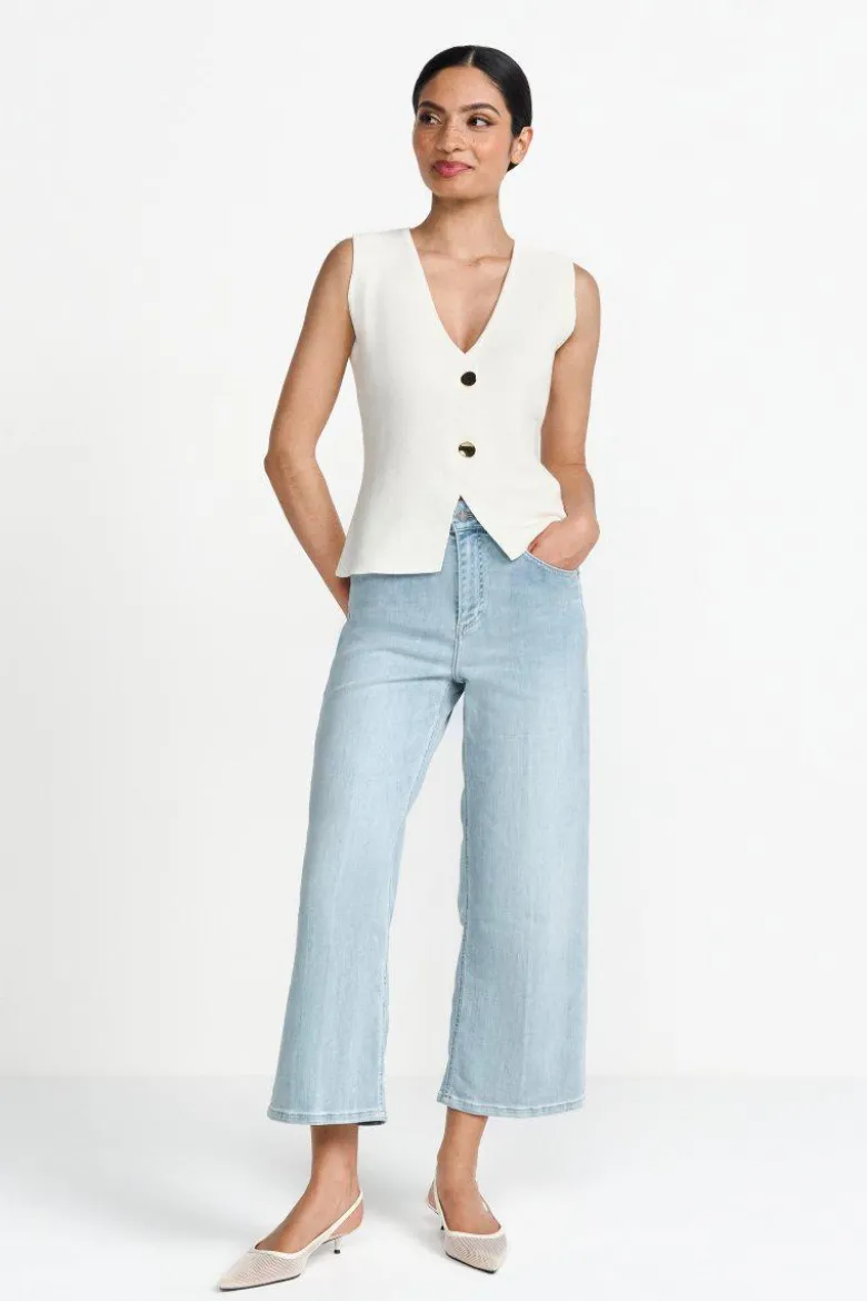Hellblaue Wide-Leg-Jeans