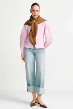 Hellblaue Wide-Leg-Jeans