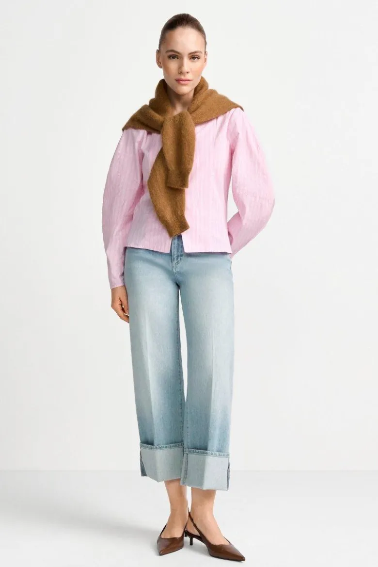 Hellblaue Wide-Leg-Jeans