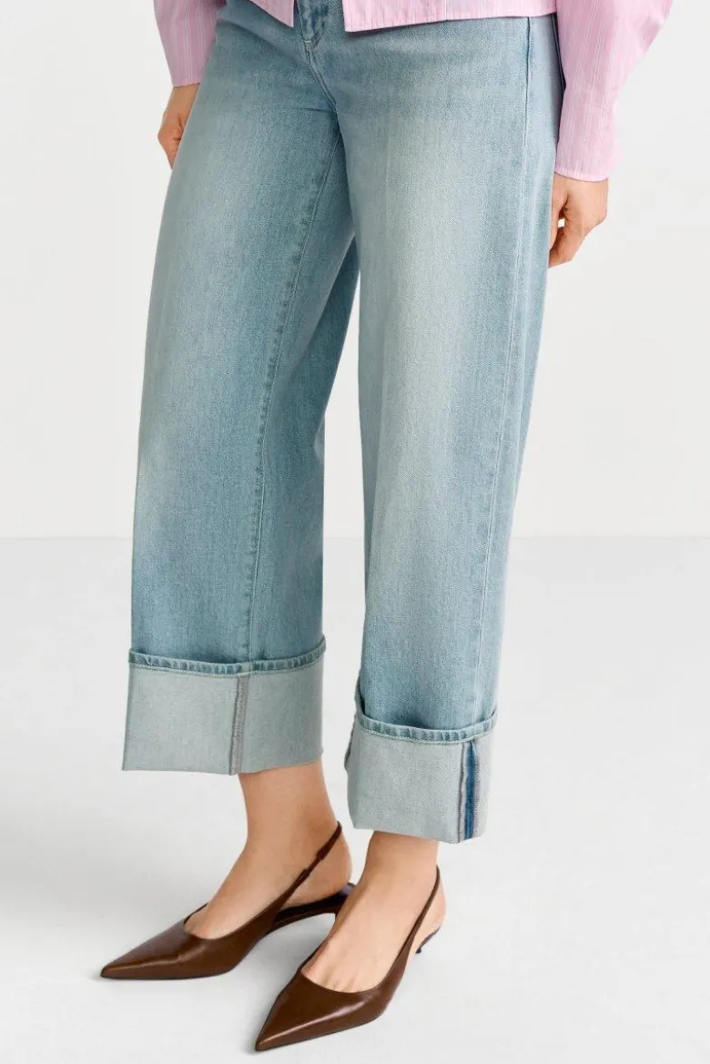 Hellblaue Wide-Leg-Jeans