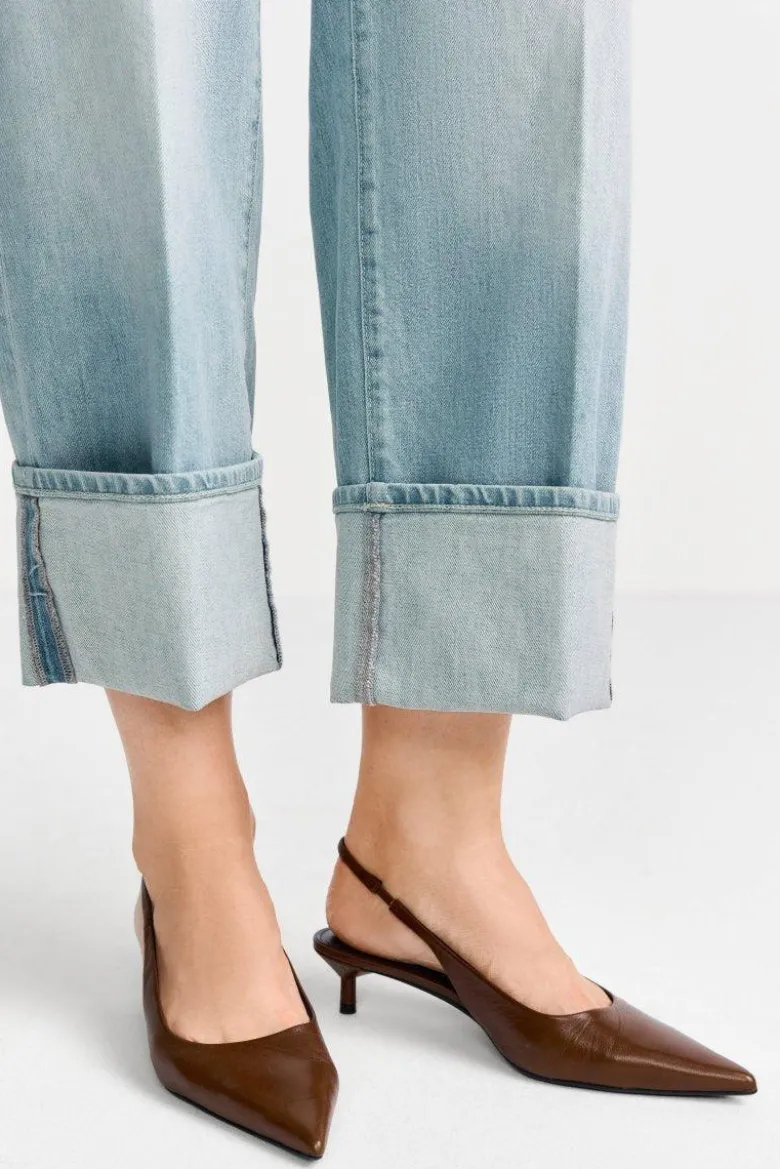 Hellblaue Wide-Leg-Jeans