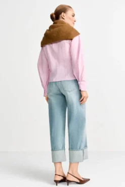 Hellblaue Wide-Leg-Jeans