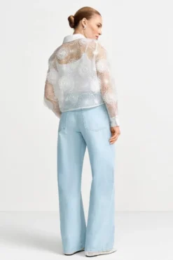 Hellblaue Wide-Leg-Jeans