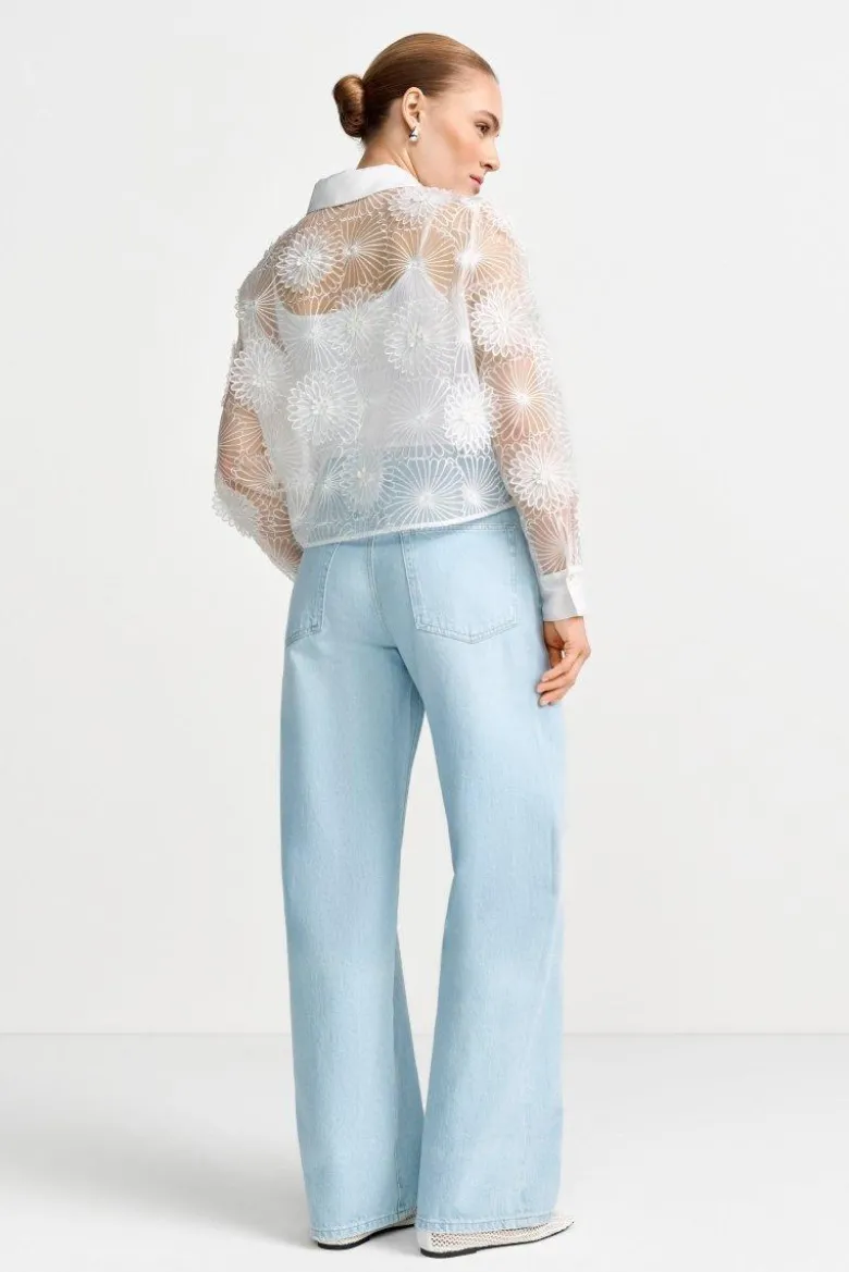 Hellblaue Wide-Leg-Jeans