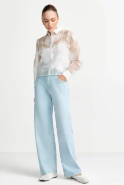 Hellblaue Wide-Leg-Jeans